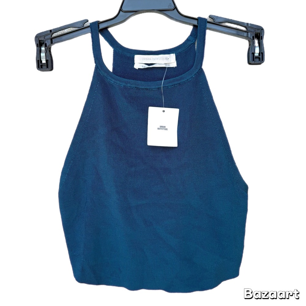 NWT Urban Outfitters Crop High Neck Tank top Blouse Shirt Ribbed Stretchy Small